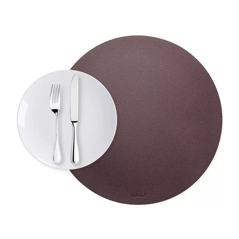 Taplemat Round Leather-Texture Silicone Western Placemat